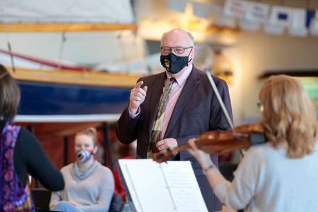 Dr. Robert Strang, chief medical officer of health for Nova Scotia, guest conducts a quintet from Symphony Nova Scotia on Saturday afternoon. The performance at the Maritime Museum of the Atlantic Saturday afternoon. - Eric Wynne